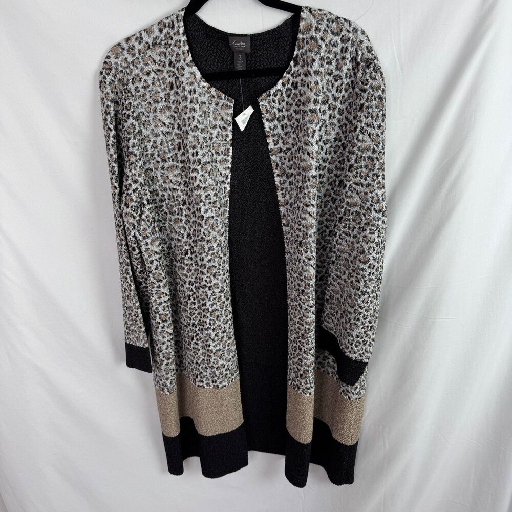 Chicos Women's Cardigan Top Size 3 XL Cheetah Print Open Front NEW